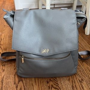 Freshly Picked grey leather diaper bag